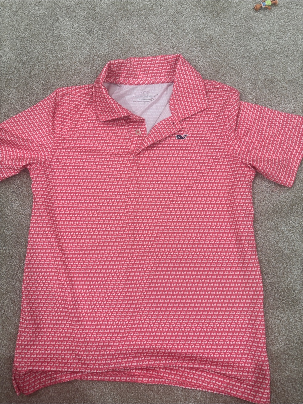 Vineyard Vines Pink Micro Golf Cart Print Boys Polo